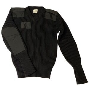 Jack Young Associates Mens 44 Wool Commando Sweater Black V-Neck Military USA‎